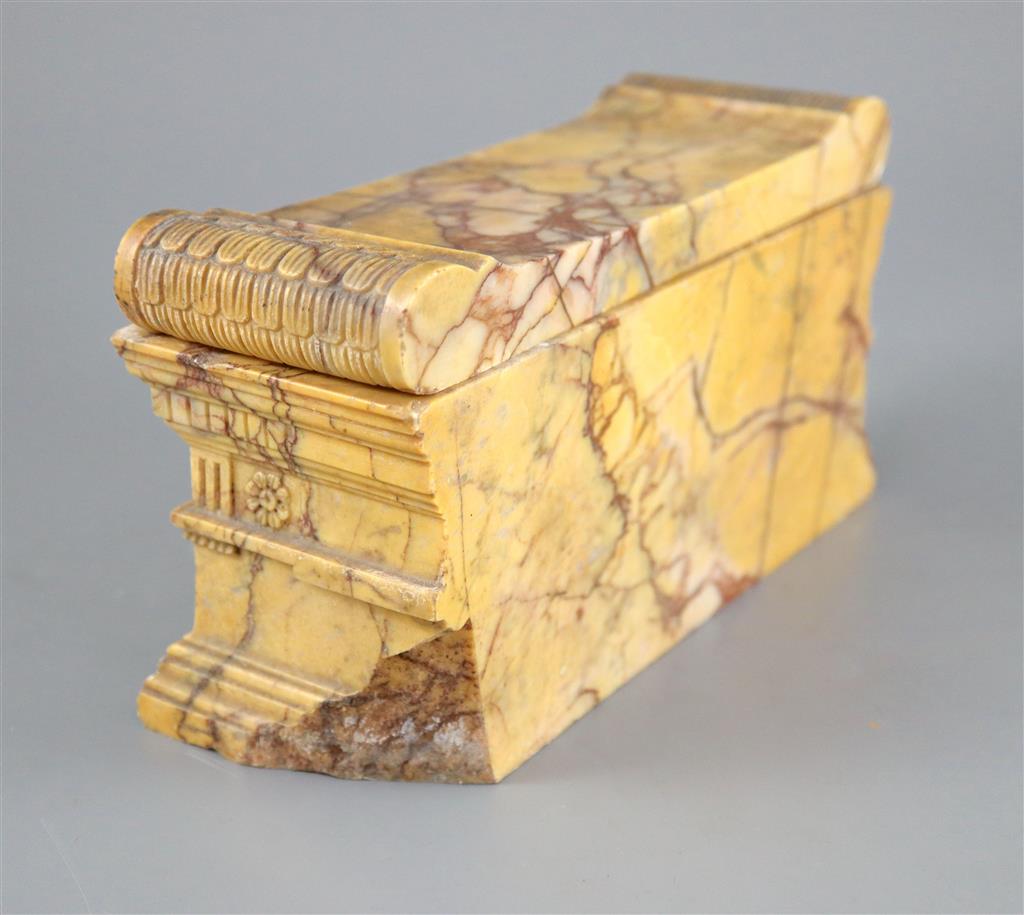 A Grand Tour Sienna marble model of The Tomb of Cornelius Lucius, width 8.25in depth 3in. height 4.5in.